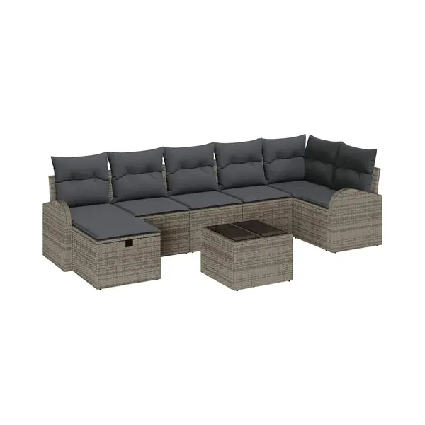 Vidaxl - Garten-sofa-set 8 Pcs Grau 289 X 124 X 85 Cm Poly Rattan thumbnail