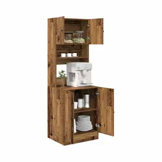VidaXL Kitchen Cabinet Old Wood 60 X 50 X 180 Cm Engineered Wood, Modern Kitchen Cabinet, Rectangular Shelving, Functional Storage, Stylish Organizer,