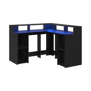 VidaXL Bureau Met Plank Zwart Eiken 130 X 130 X 91 Cm Bewerkt Hout
