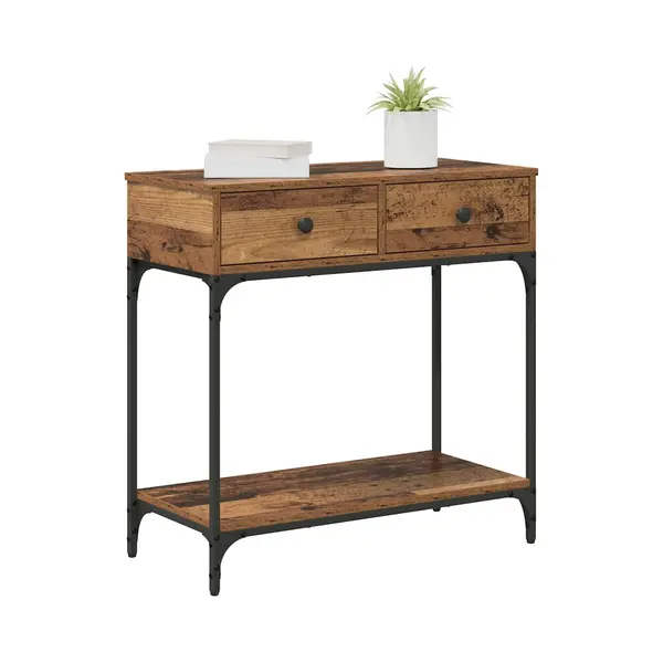 VidaXL Konsolentisch Mit Regal Altholz 75 X 34.5 X 75 Cm Holzwerkstoff thumbnail