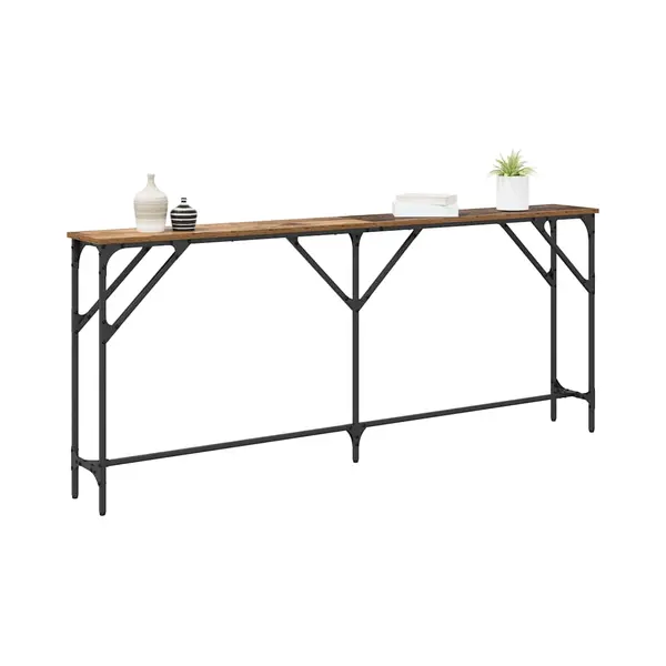 VidaXL Console Table Old Wood 180 X 23 X 75 Cm, Accent Table, Rectangular Console, Durable Living Room Furniture, Modern Design, Industrial Style, thumbnail