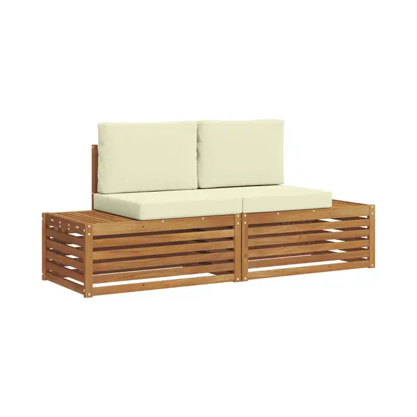 VidaXL Outdoor-Sofagarnitur Mit Kissen 2 Stück Natur Und Creme thumbnail