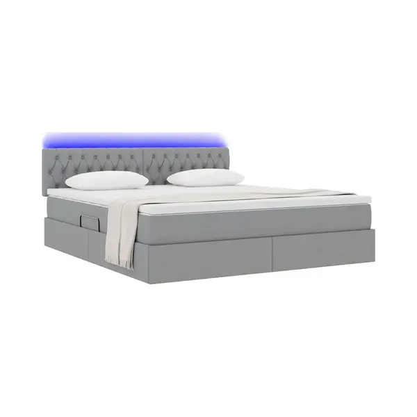 VidaXL Bett Mit Stauraum Und Led Mit Led Hellgrau 180 X 200 Cm Stoff thumbnail