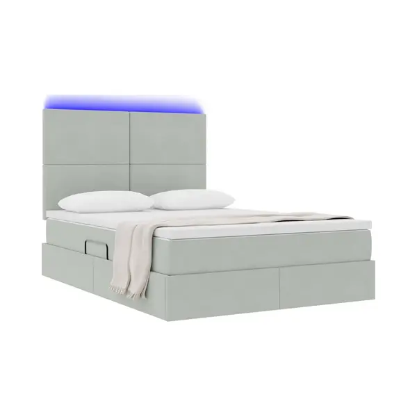 VidaXL Bett Mit Stauraum Und Led Mit Led Hellgrau 140 X 190 Cm Samt thumbnail
