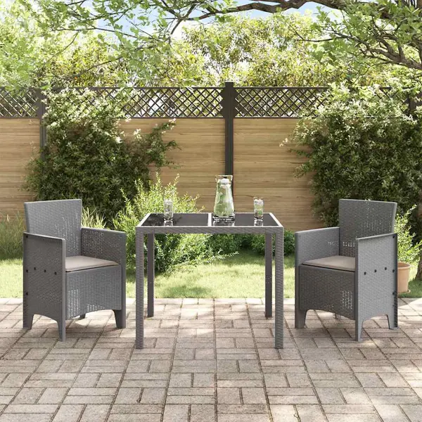 Gartenstuhl Set Mit 2 Hellgrau Poly-rattan Und Stahl Standard - Vidaxl thumbnail