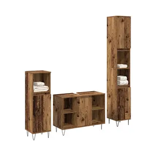 Vidaxl - Badezimmer Möbel Set Mit Tür 3 Pcs Altholz 30 X 30 X 180 Cm