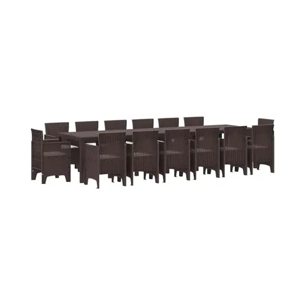 VidaXL Tuin Eettafel Set 15 Pcs Bruin Polt Riet thumbnail