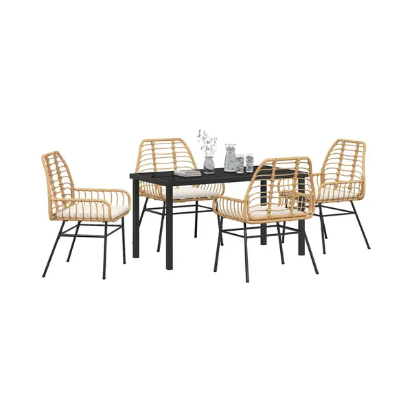 VidaXL Tuin Eettafel Set 5 Pcs Bruin Poly Rattan thumbnail