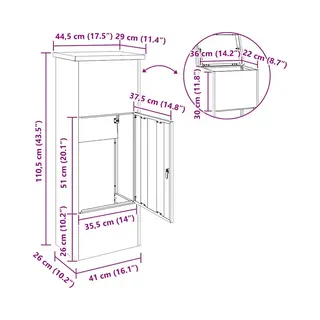 Vidaxl - Paketdrop-box Schwarz 44, 5 X 29 X 110, 5 Cm Edelstahl