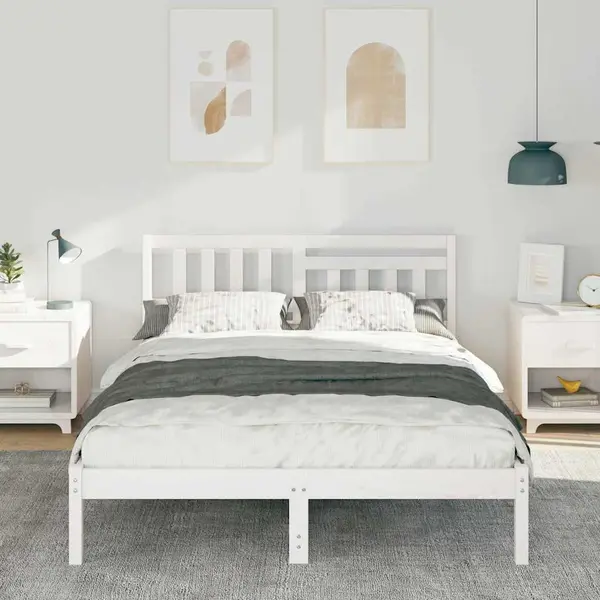 VidaXL Bedframe Met Hoofdeinde Wit 120 X 200 Cm Massief Grenenhout thumbnail
