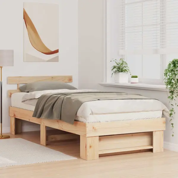 VidaXL Bedframe Met Hoofdeinde Bruin 100 X 200 Cm Massief Grenenhout thumbnail