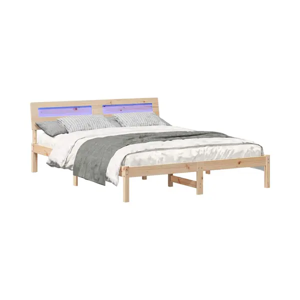 VidaXL Bedframe Met Hoofdeinde Bruin 150 X 200 Cm Massief Grenenhout thumbnail