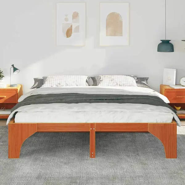 VidaXL Bettrahmen Braun 200 X 200 Cm Massives Kiefernholz thumbnail