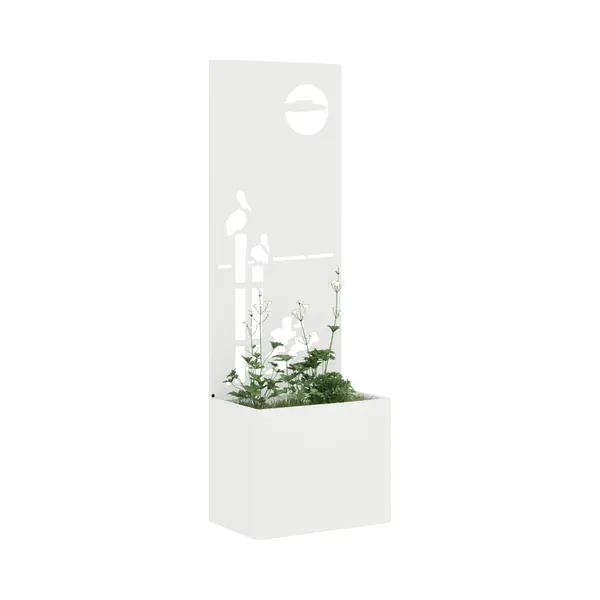 VidaXL Tuin Privacy Scherm Fretwerk Wit 50 X 140 Cm Koudgewalst Staal thumbnail