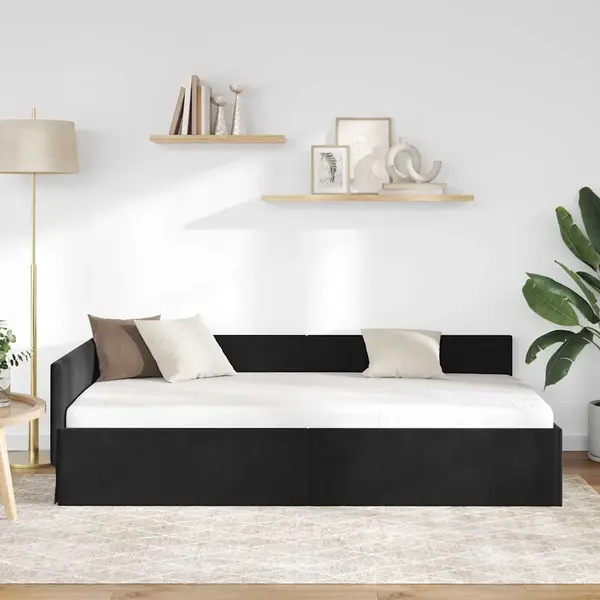 VidaXL Bett Eckbettgestell Schwarz 80 Cm X 200 Cm Polyester Und Sperrholz (1-tlg) thumbnail