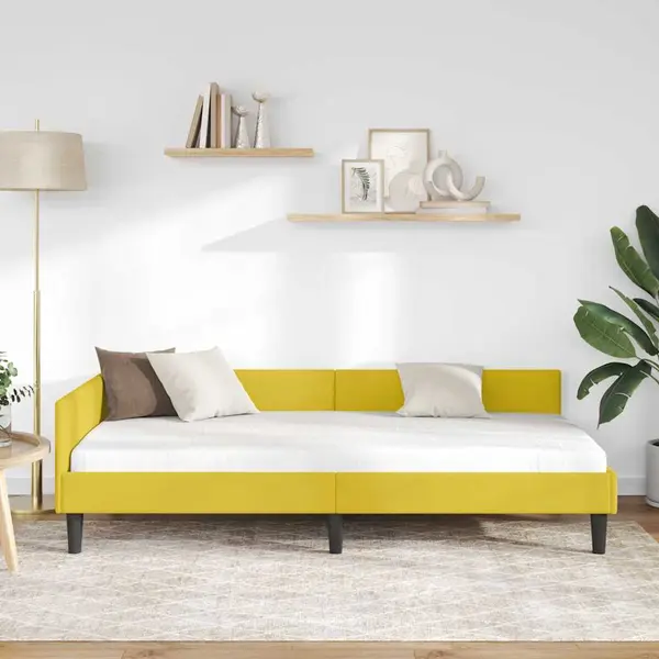VidaXL Eckbettgestell Gelb 100 Cm X 200 Cm SamtundSperrholz thumbnail