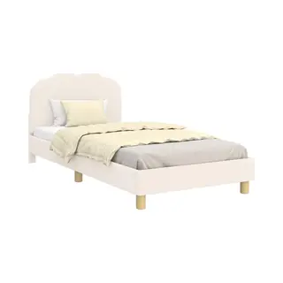 VidaXL Kinderbettgestell Mit Kopfteil Creme 90 X 190 Cm Schafstoff
