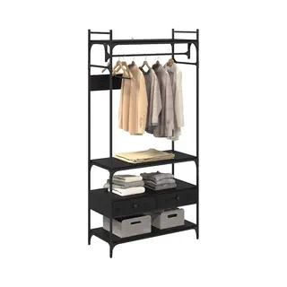 VidaXL Kledingkast Zwart Eiken 89 X 39 X 184.5 Cm Bewerkt Hout