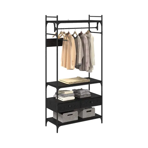 VidaXL Kledingkast Zwart Eiken 89 X 39 X 184.5 Cm Bewerkt Hout thumbnail