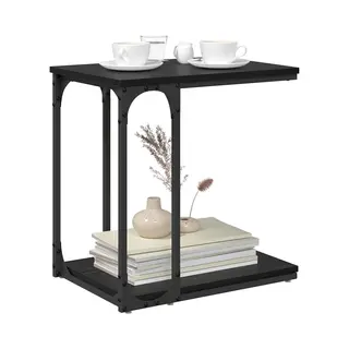 Beistelltisch Mit Regal Schwarz Eichen-optik 50 X 35 X 52 Cm Vidaxl