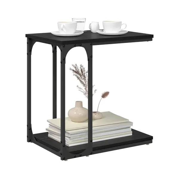 Beistelltisch Mit Regal Schwarz Eichen-optik 50 X 35 X 52 Cm Vidaxl thumbnail