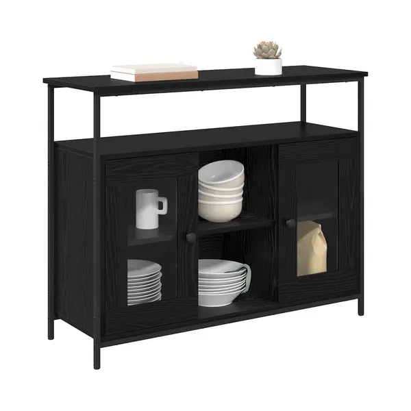 Sideboard Schwarz Eichen-optik 100 X 35 X 80 Cm Holzwerkstoff Vidaxl thumbnail