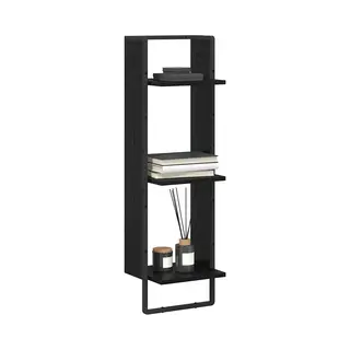 Wandregal Schwarz Eichen-optik 30 X 25 X 100 Cm Holzwerkstoff Vidaxl