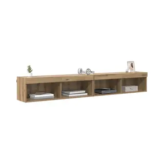 VidaXL Tv-Schrankset Mit Led Wandmontiert Artisan-Eiche Holzwerkstoff