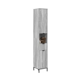 VidaXL Badezimmerschrank Mit Speicher Graues Sonoma 31, 5 X 33 X 190 Cm