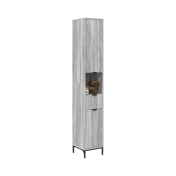 VidaXL Badezimmerschrank Mit Speicher Graues Sonoma 31, 5 X 33 X 190 Cm thumbnail