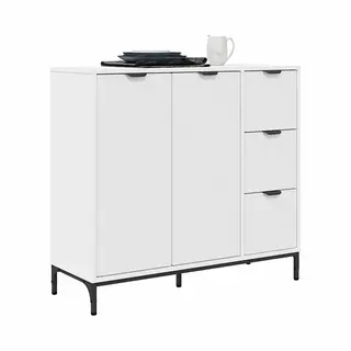 VidaXL Sideboard Mit Schubladen Weiß 89, 5 X 33 X 82 Cm Holzwerkstoff