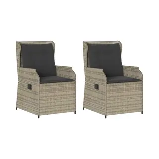 VidaXL - Tuinbank - 2 - Pcs - Lichtgrijs - Poly - Rattan