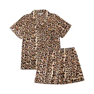 Emilie Collection - Pyjamaset - Panterprint - Satijn - Dames Shortama - Pyjama Kort - Maat Small