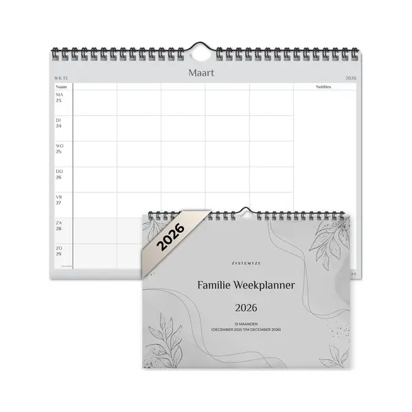Systemyze Familieplanner Basic 2026 - Planner - Weekplanner - Gezinsplanner - Family Planner - 13 Maanden - Grijs thumbnail