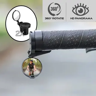 Mainius Mini Fietsspiegels Hd Convex 2 Stuks – 360° Verstelbare Spiegels – Inklapbaar - Stuurspiegel Voor Racefiets, Mtb, Gravelbike – Veilig Fietsen