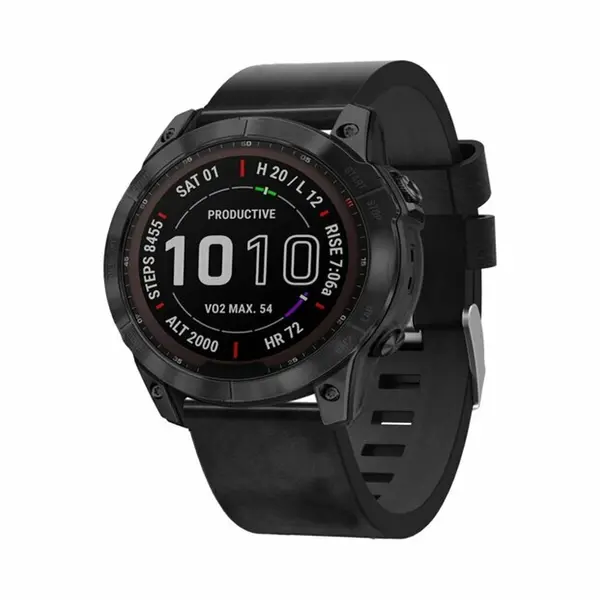By Qubix - 26mm Quickfit - Leren Bandje - Zwart - Geschikt Voor Garmin Instinct 3 - 50mm - Geschikt Voor Garmin Bandje thumbnail