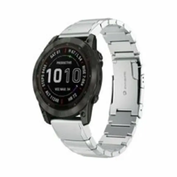 By Qubix - 22mm Quickfit - Stainless Steel Schakelband - Zilver - Geschikt Voor Garmin Instinct 3 - Instinct E - 45 Mm thumbnail