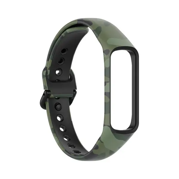 By Qubix Siliconen Band Met Print - Camouflage Groen - Geschikt Voor Samsung Galaxy Fit 2 thumbnail