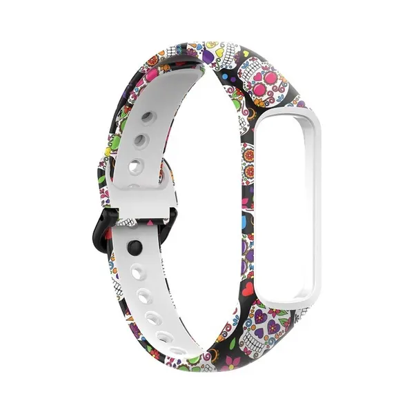 By Qubix Siliconen Band Met Print - Skull - Geschikt Voor Samsung Galaxy Fit 2 thumbnail
