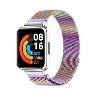 By Qubix Milanese Bandje Met Case - Multicolor - Geschikt Voor Xiaomi Redmi Watch 2 (Lite)