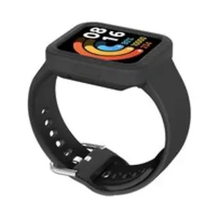 By Qubix Siliconen Band Met Case - Zwart - Geschikt Voor Xiaomi Redmi Watch 2 (Lite)