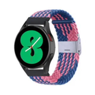 By Qubix Braided Nylon Bandje - Blauw - Roze - Geschikt Voor Xiaomi Redmi Watch 5 Active - Redmi Watch 5 Lite