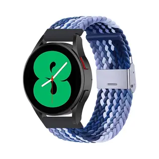 By Qubix Braided Nylon Bandje - Blauw Gemêleerd - Geschikt Voor Xiaomi Redmi Watch 5 Active - Redmi Watch 5 Lite