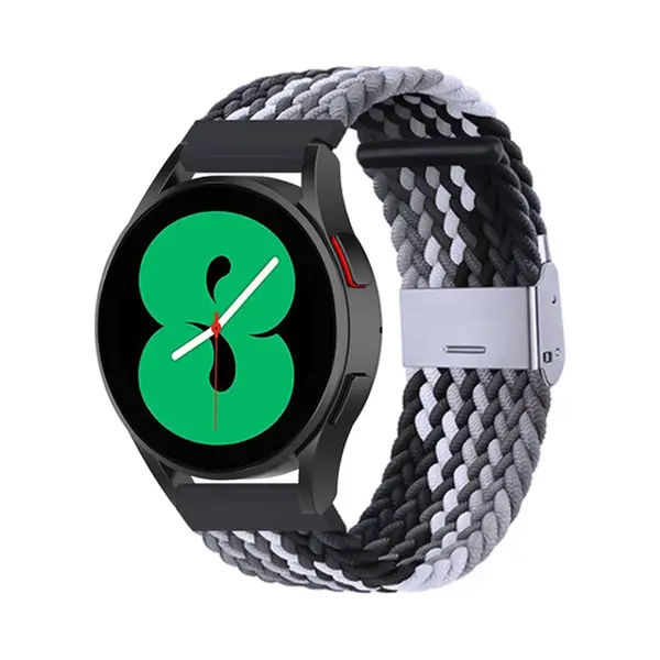 By Qubix Braided Nylon Bandje - Grijs - Zwart - Geschikt Voor Xiaomi Redmi Watch 5 Active - Redmi Watch 5 Lite thumbnail