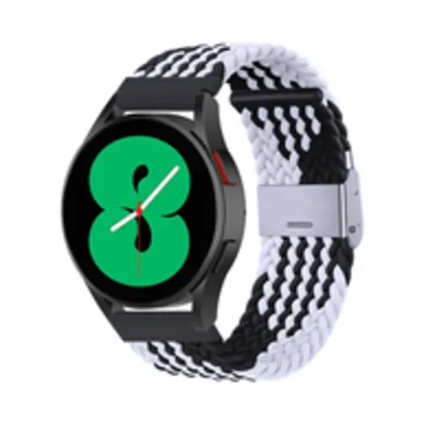 By Qubix Braided Nylon Bandje - Zwart - Wit - Geschikt Voor Xiaomi Redmi Watch 5 Active - Redmi Watch 5 Lite thumbnail