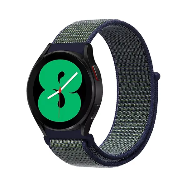 By Qubix Sport Loop Nylon Bandje - Blauw Met Groene Band - Geschikt Voor Xiaomi Redmi Watch 5 Active - Redmi Watch 5 Lite thumbnail