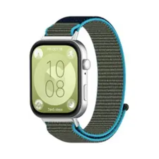 By Qubix Sport Loop Nylon Bandje - Blauw Met Groen - Horlogebandje Geschikt Voor Huawei Watch Fit 3 - Fit 4