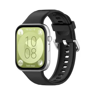 By Qubix Siliconen Bandje Met Gesp - Zwart - Horlogebandje Geschikt Voor Huawei Watch Fit 3 - Fit 4