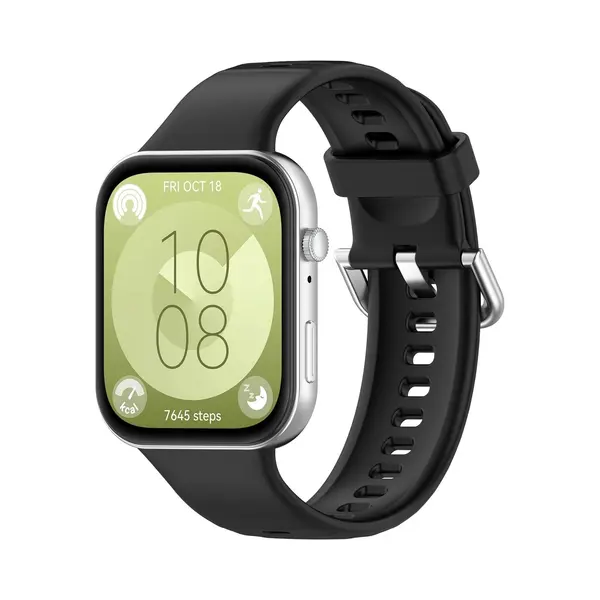 By Qubix Siliconen Bandje Met Gesp - Zwart - Horlogebandje Geschikt Voor Huawei Watch Fit 3 - Fit 4 thumbnail