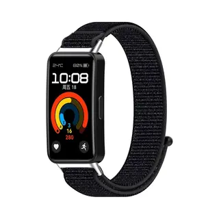 By Qubix Sport Loop Nylon Bandje - Zwart Gemêleerd - Horlogebandje Geschikt Voor Huawei Band 10 - 9 - 8